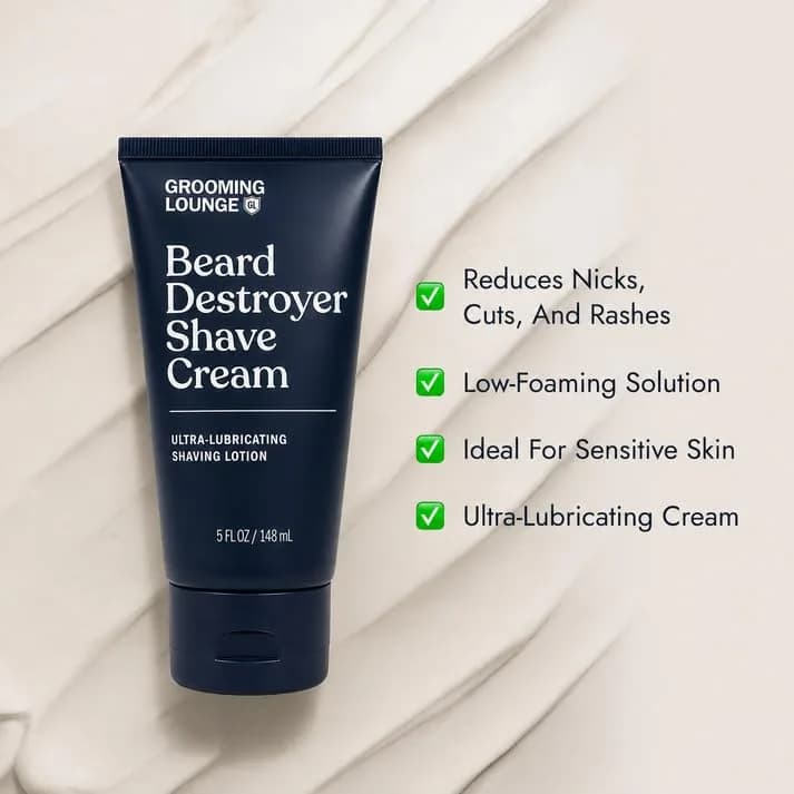 Grooming Lounge Beard Destroyer Shave Cream for Men, Rosemary & Aloe 148ml (5 Fl Oz) | Barber-Crafted Formula for Sensitive Skin thumbnail 5