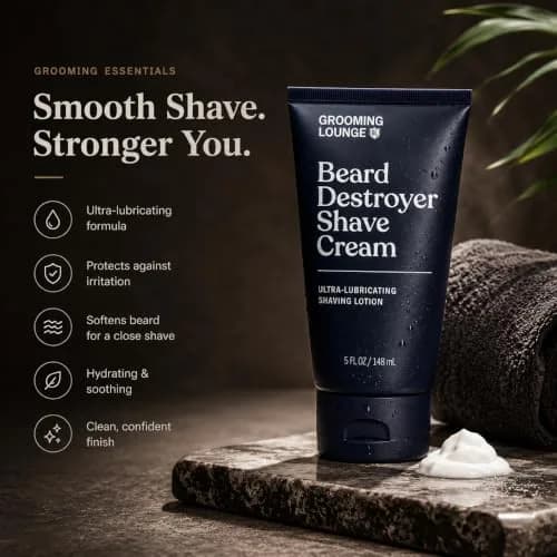 Grooming Lounge Beard Destroyer Shave Cream for Men, Rosemary & Aloe 148ml (5 Fl Oz) | Barber-Crafted Formula for Sensitive Skin thumbnail 9