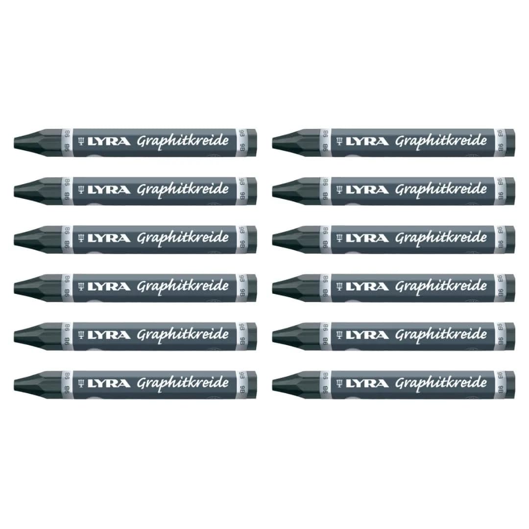 Lyra Graphite Crayons - 9B Graphite Stick Crayons, 13mm Diameter (Set of 12) | Professional Grade Drawing & Shading Sticks