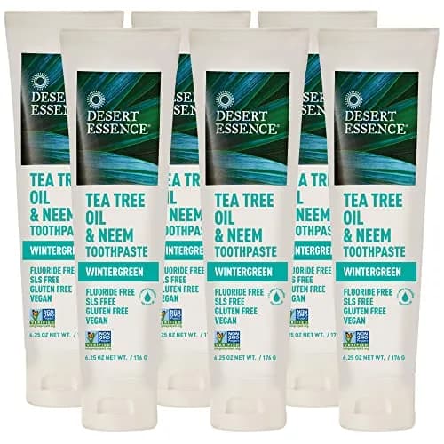 Desert Essence Tea Tree Oil & Neem Toothpaste 6pk | Natural Deep Clean & Fresh Breath (6.25 oz each) thumbnail 1