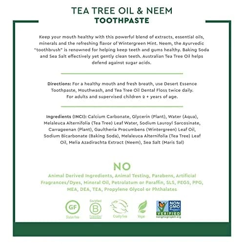 Desert Essence Tea Tree Oil & Neem Toothpaste 6pk | Natural Deep Clean & Fresh Breath (6.25 oz each) thumbnail 5