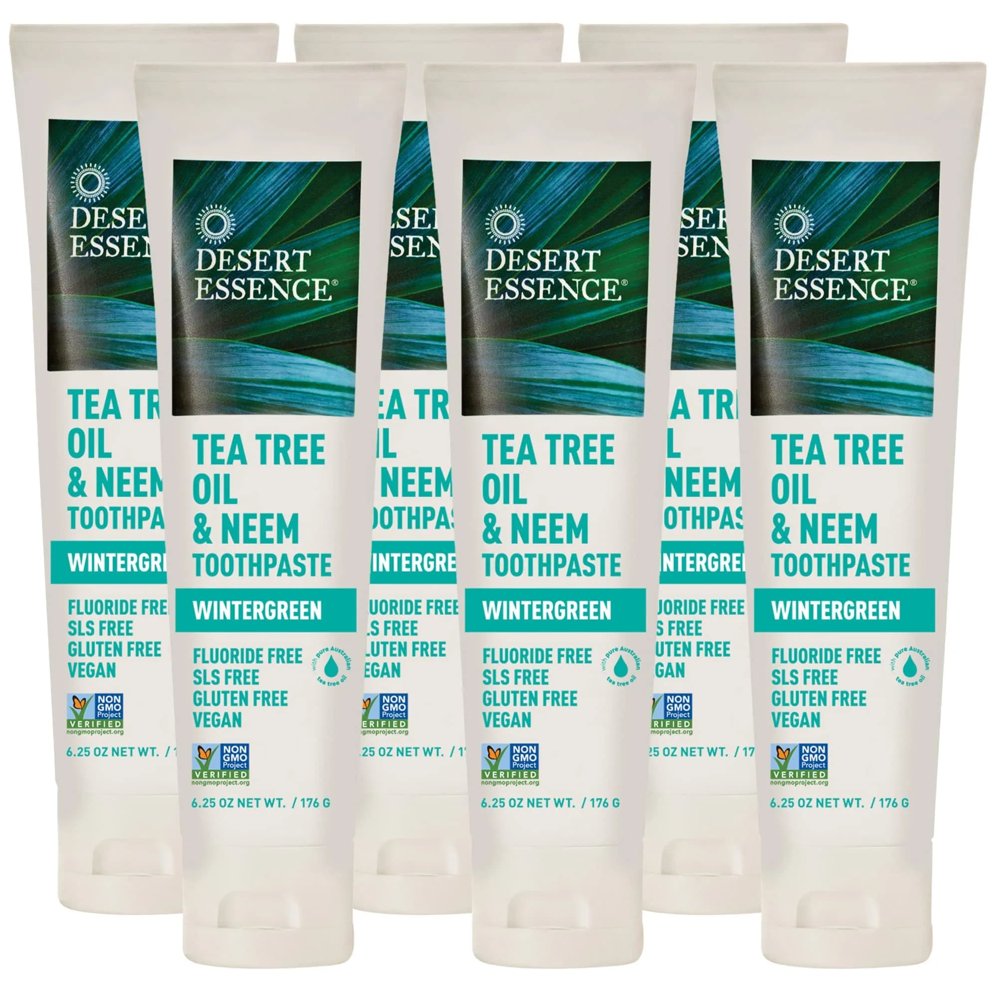 Desert Essence Tea Tree Oil Mint Toothpaste | Fluoride Free, 6.25 oz for Healthy Teeth & Gums — 6.25 Ounce