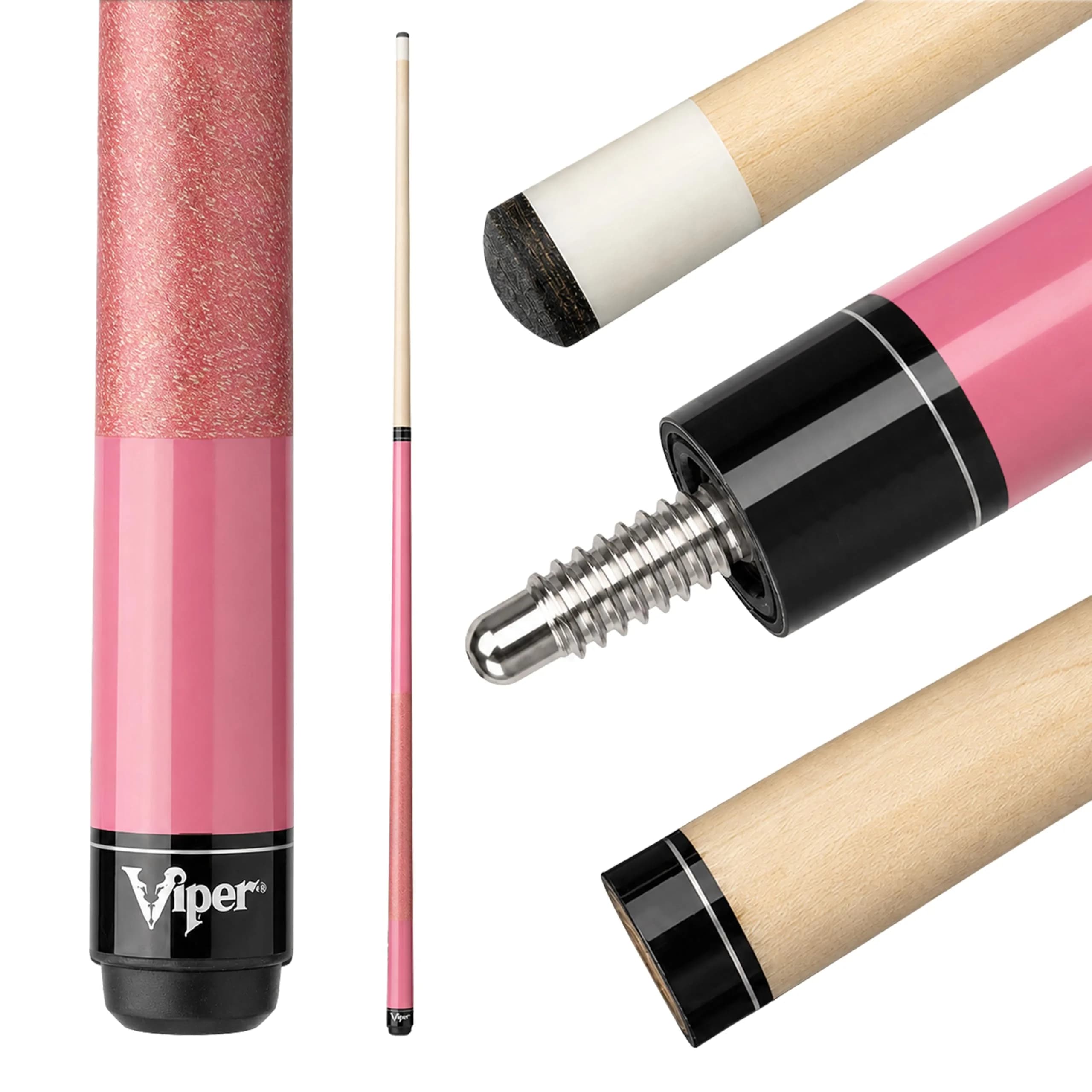 Viper Junior 48" Spider Pool Cue Stick | 16 Oz (454g) Canadian Maple Wood — Pink Lady