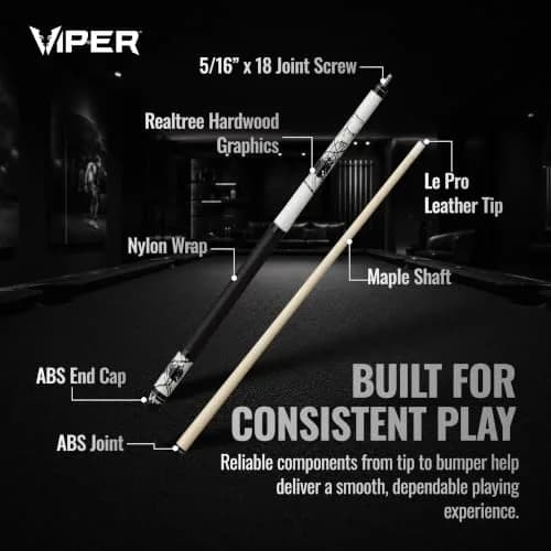 Viper Junior 48" Spider Pool Cue Stick | 16 Oz (454g) Canadian Maple Wood thumbnail 3