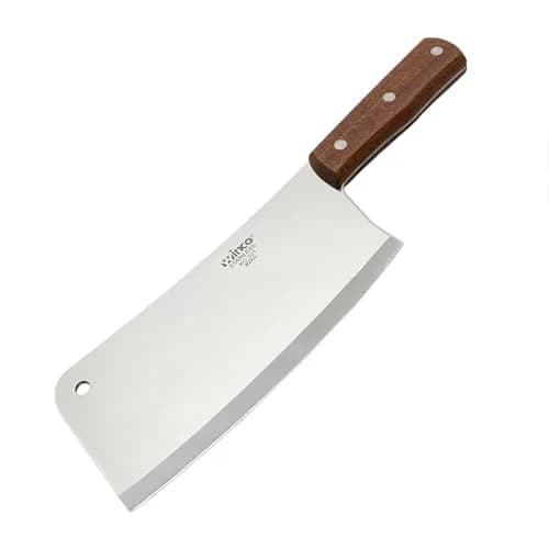 Winco 8" (20.3 cm) Chinese Stainless Steel Cleaver with Wooden Handle | Heavy Duty Bone Chopper thumbnail 4