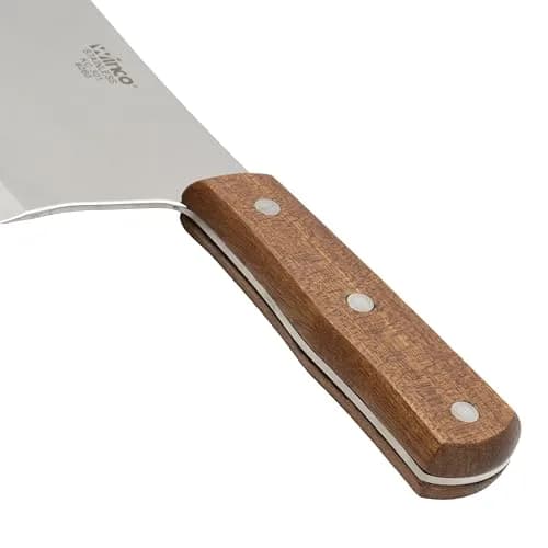 Winco 8" (20.3 cm) Chinese Stainless Steel Cleaver with Wooden Handle | Heavy Duty Bone Chopper thumbnail 2
