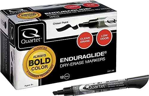 Quartet EnduraGlide Dry Erase Markers, Chisel Tip, Black, 12 Pack | Versatile Writing thumbnail 2