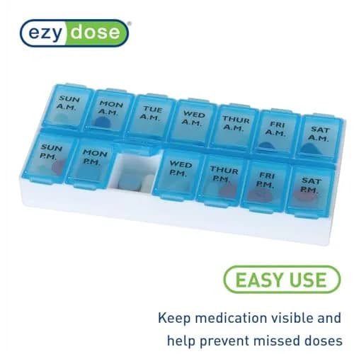 EZY DOSE Weekly AM/PM Pill Organizer Medium Case 14 Compartments | Pill Dispenser thumbnail 5
