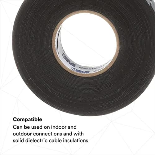 3M Temflex Rubber Splicing Tape 2155, 3.8 cm x 6.7 m (1-1/2 in x 22 ft) Black | Insulates Up to 600V thumbnail 2