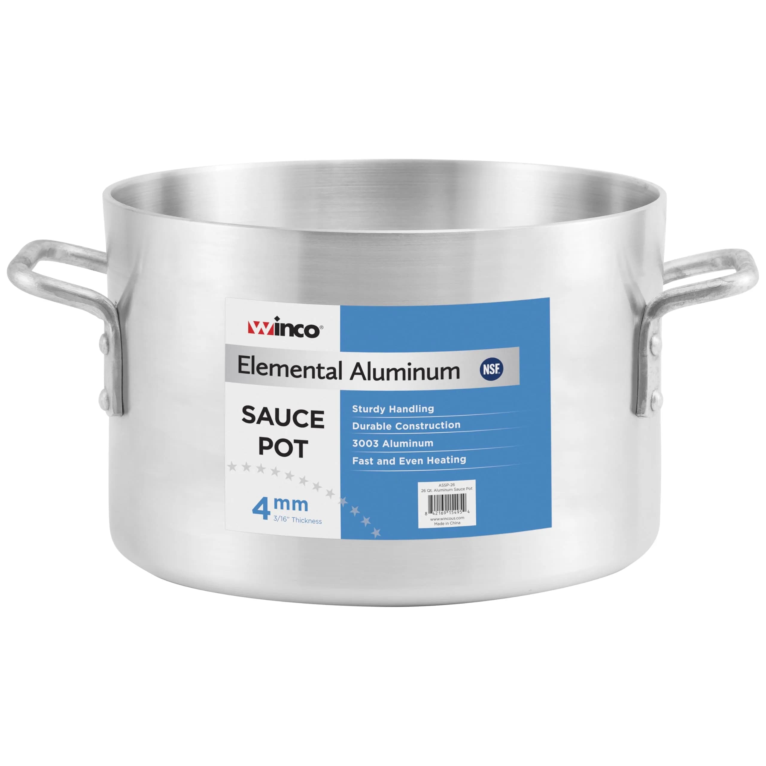 Winco 40 qt Heavy-Duty Aluminum Sauce Pot | Commercial Grade, NSF Certified (70-120 chars) - main product image