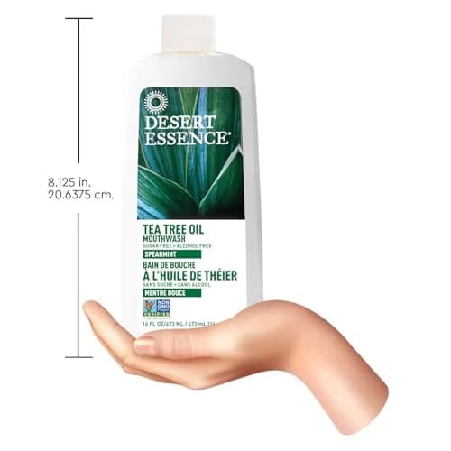 Desert Essence Tea Tree Oil Mouthwash 16 fl oz | Alcohol-Free Spearmint Oral Care thumbnail 5