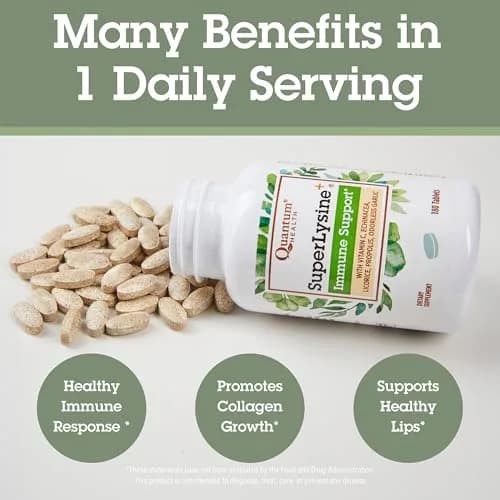 Quantum SuperLysine+ 1500mg L-lysine Immune Support 180 Tablets | Supports Healthy Lips & Immune System thumbnail 6