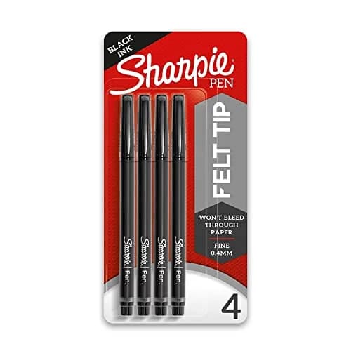 Sharpie Felt Tip Medium Point Black Pens, Drawing & Writing Pens | 4 Count (Pack of 1) thumbnail 1