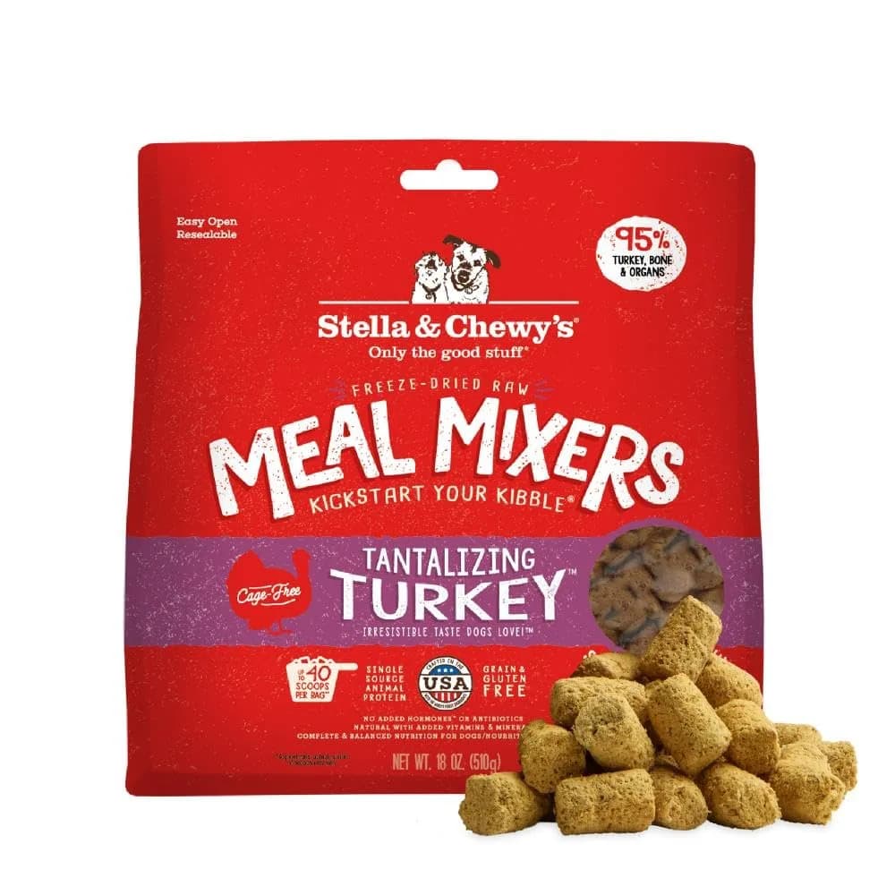 Stella & Chewy's Freeze-Dried Raw Beef Meal Mixers Dog Food Topper 227 g (8 oz) | High Protein, Grain-Free, Picky Eater Formula — Turkey / 1.13 Pound