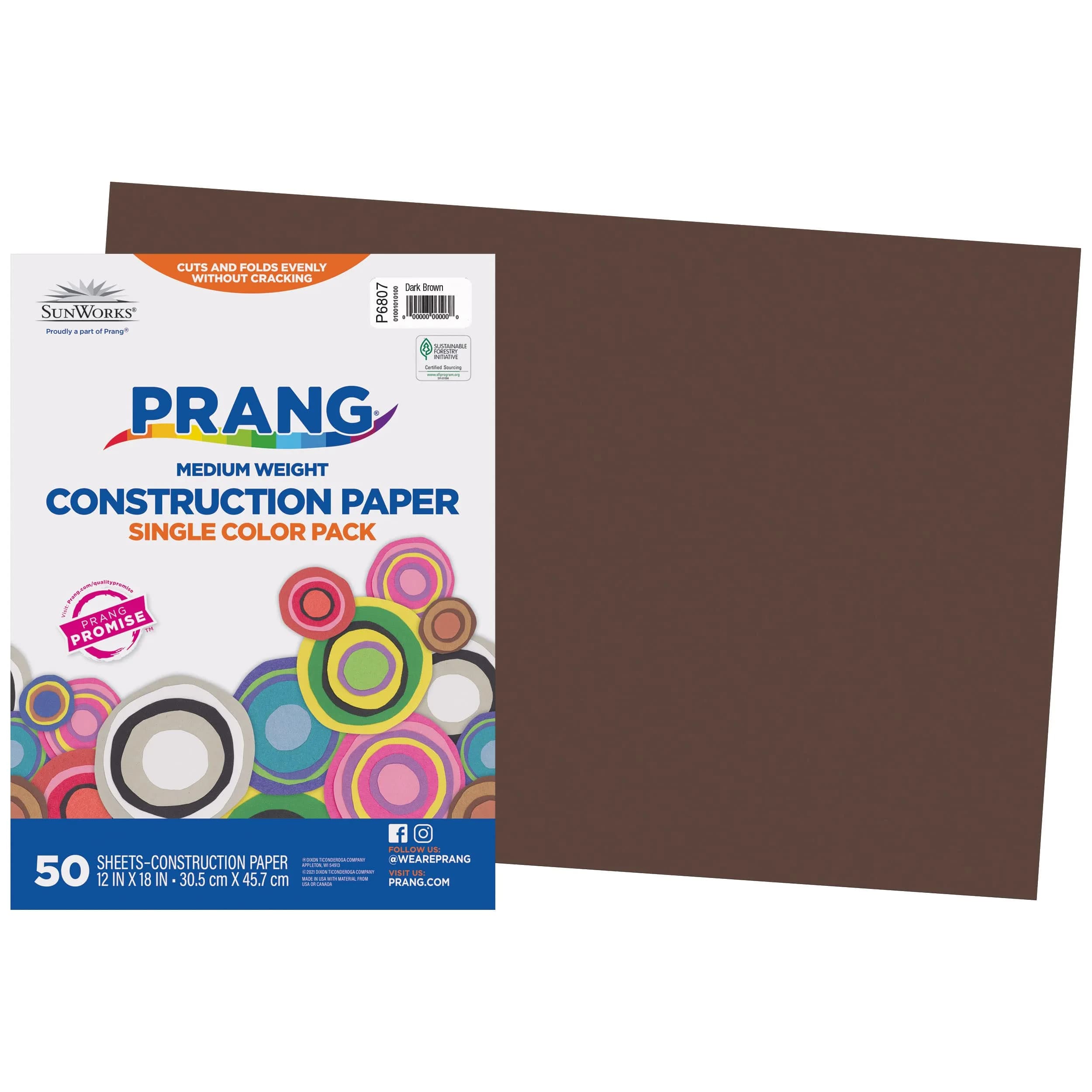 Prang Heavyweight Construction Paper, Sky Blue, 12" x 18", 50 Sheets | Acid-Free Paper for Crafts — Dark Brown