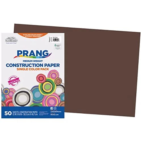Prang Dark Brown Construction Paper 12" x 18" (50 Sheets) | Heavyweight, Foldable, Consistent Color thumbnail 1