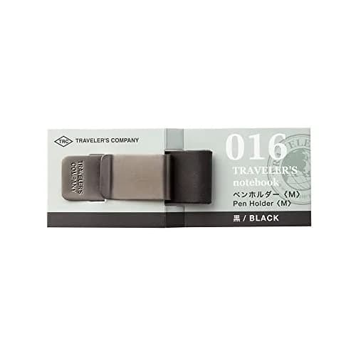 Midori Traveler's Notebook Pen Holder M Black | Clip-On Leather & Metal Design for Pens up to 12mm thumbnail 1