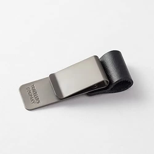 Midori Traveler's Notebook Pen Holder M Black | Clip-On Leather & Metal Design for Pens up to 12mm thumbnail 3