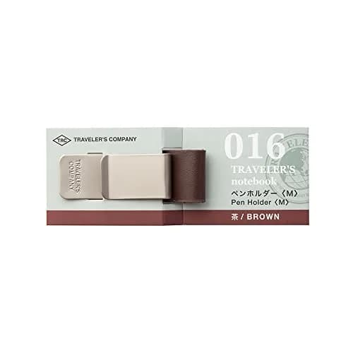 Midori Traveler's Notebook Pen Holder M Brown | Clip-on Leather Organizer for Pens up to 12mm thumbnail 1