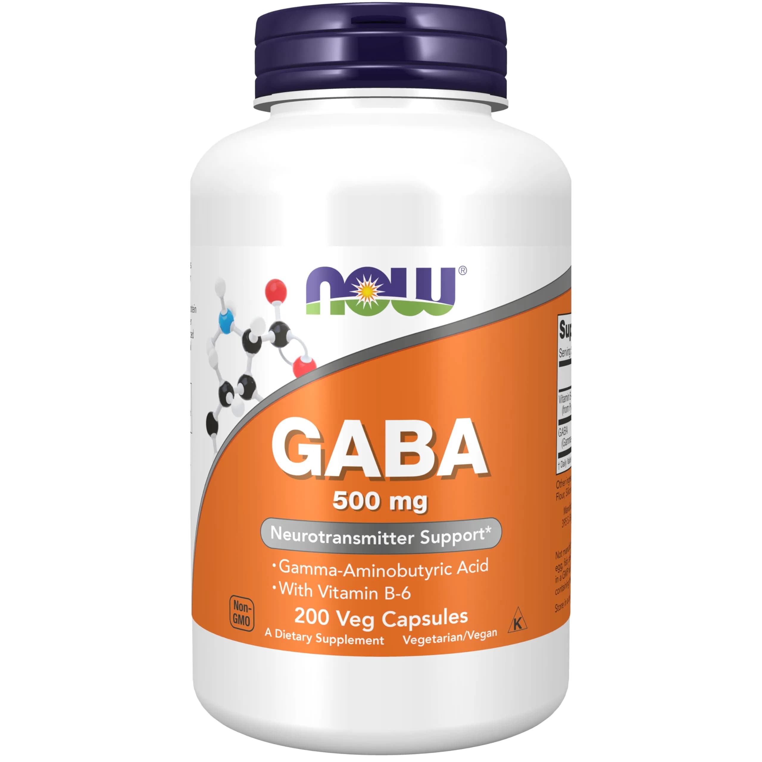 NOW Foods GABA 500 mg Veg Capsules 200 Count | Neurotransmitter Support for Relaxation
