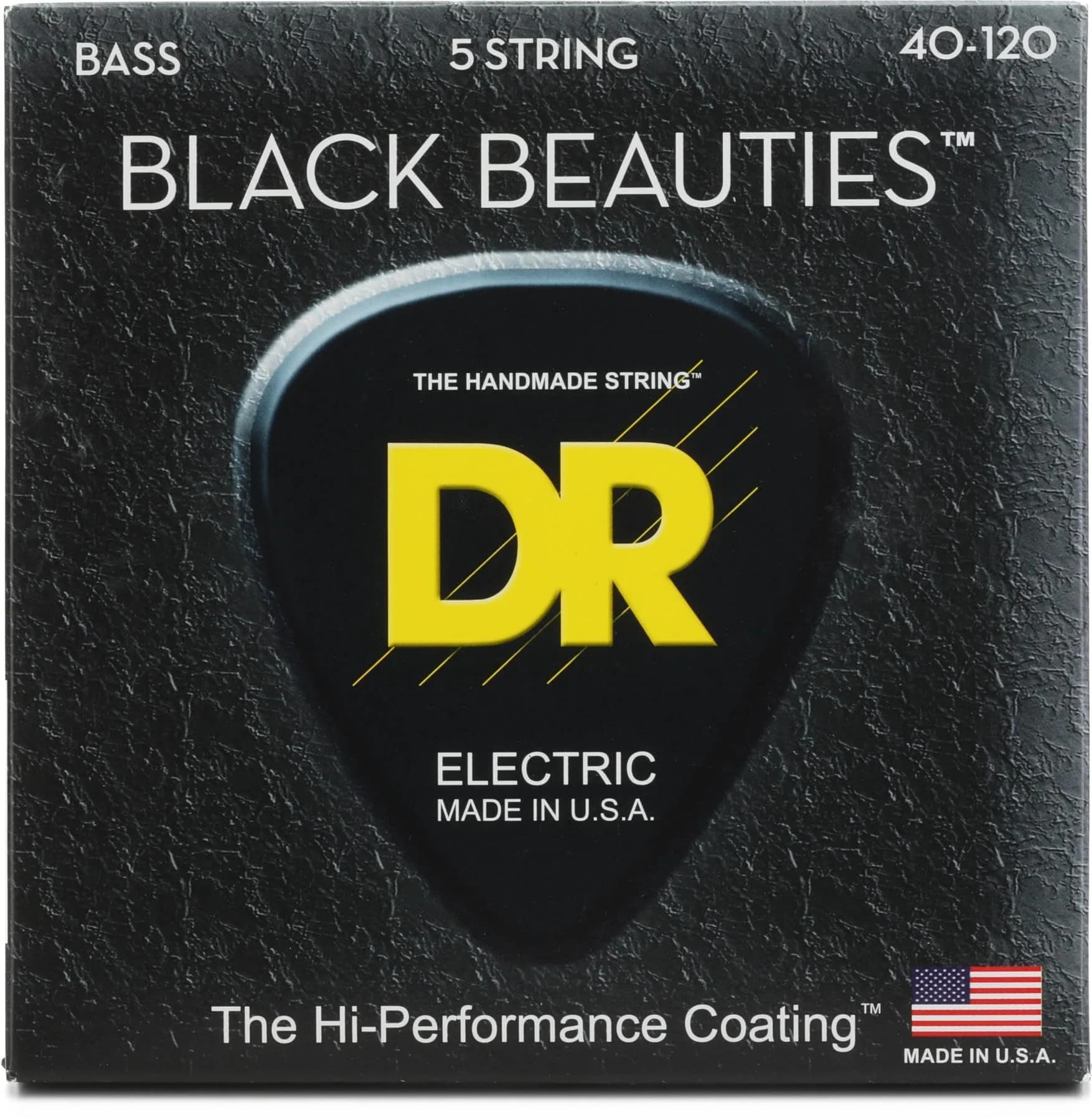 DR Strings Black Beauties Bass Strings Medium 45-105 (6-String Set) | Coated Stainless Steel for Bright Tone — Bass Guitar Strings