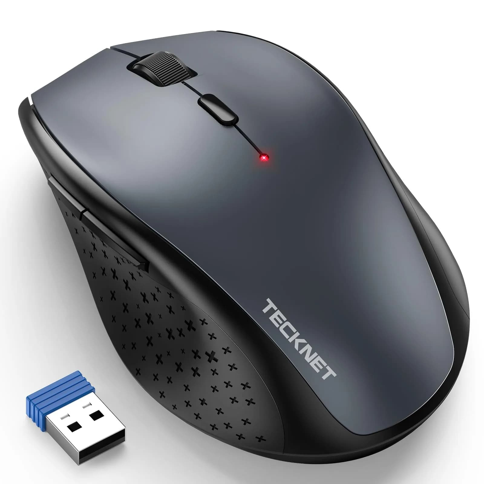 TECKNET Grey 2.4G Wireless Mouse, 4800 DPI Optical Ergonomic Computer Mouse with 6 Buttons & Silent Click | 75g (2.65 oz) - main product image