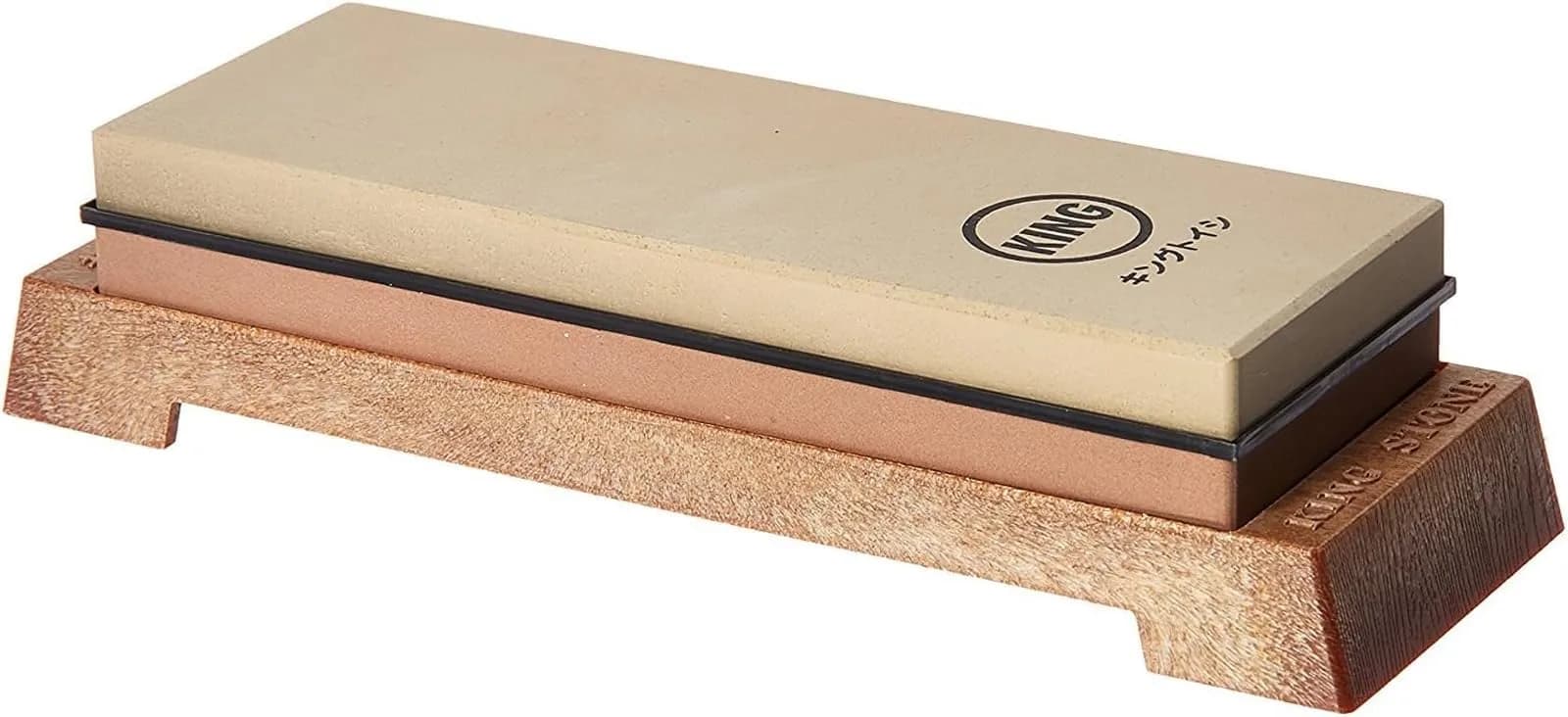 King KW65 1000/6000 Grit Combination Whetstone with Plastic Base | Sharpens Knives & Tools - main product image