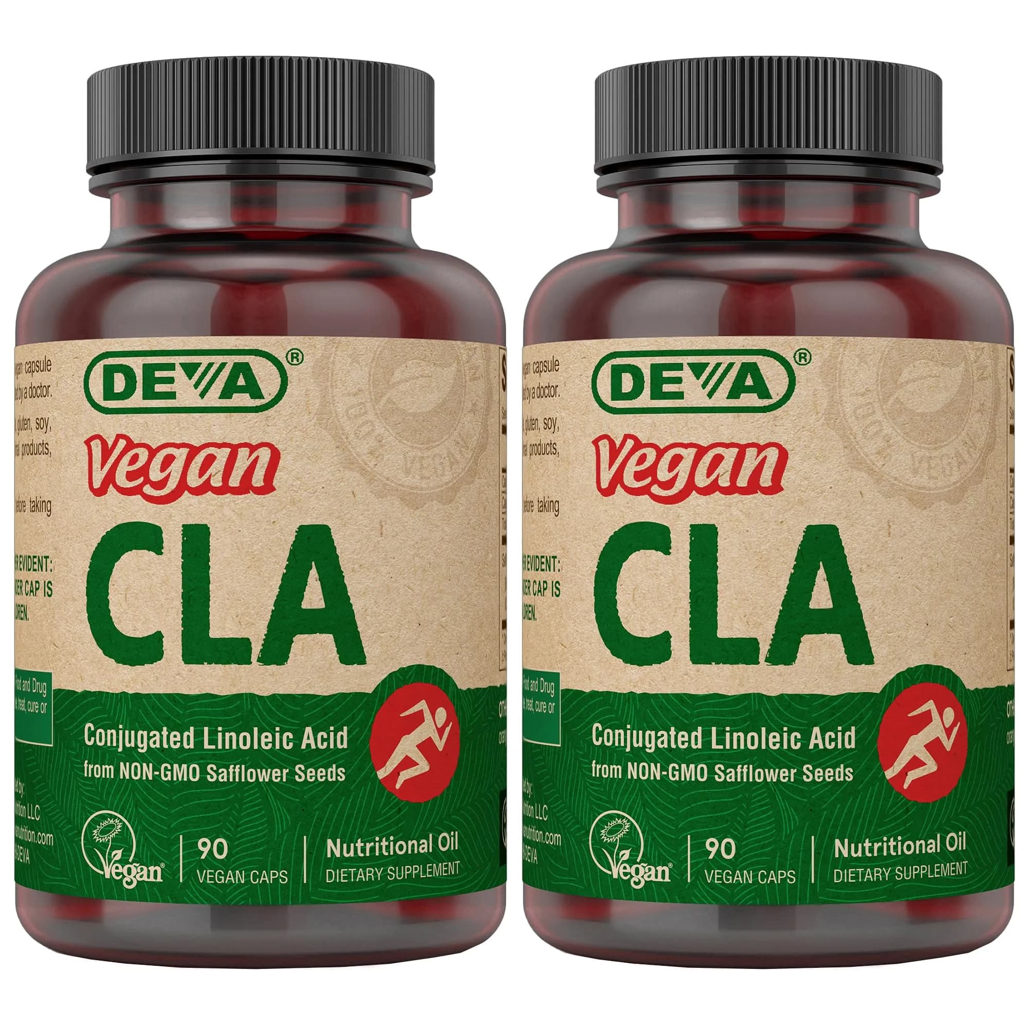 DEVA Vegan CLA 2-Pack – Conjugated Linoleic Acid from Non-GMO Safflower Oil, 90 Vegan Caps Ea - main product image