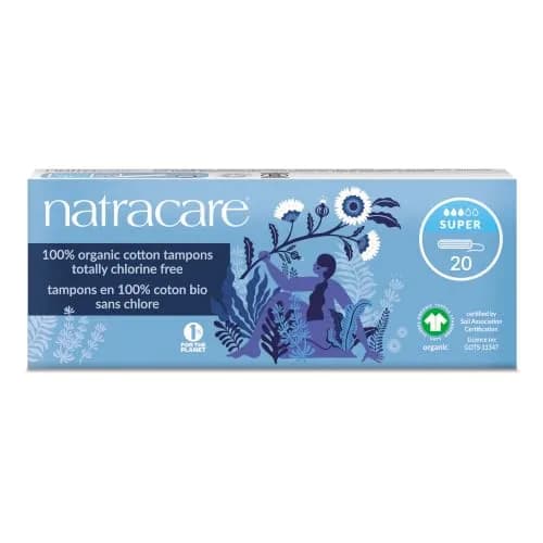 natracare Organic Tampons 20 Count | All Cotton, Unscented, Non-Applicator thumbnail 1