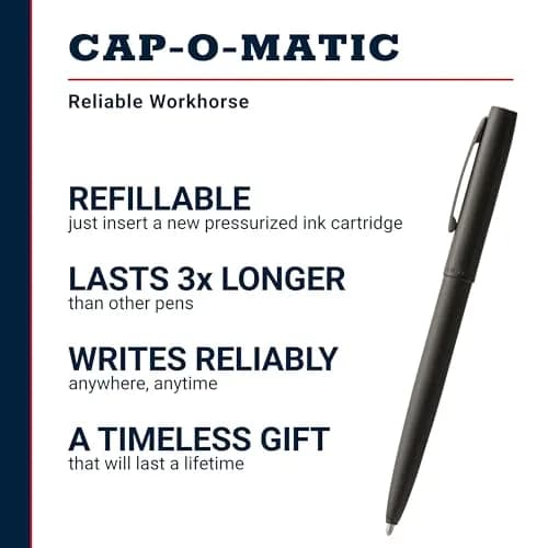 Fisher Space Pen Military Cap-O-Matic Pen, Black Ink, Gift Box | Writes Upside Down & in Extreme Temperatures thumbnail 2
