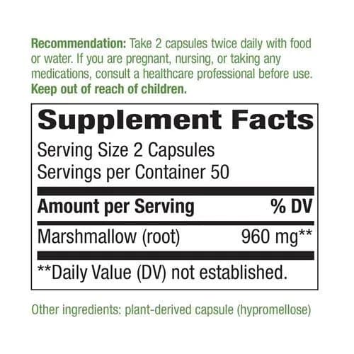 Nature's Way Marshmallow Root 480 mg 100 Capsules (200 Count Total) | Herbal Supplement for Digestive & Urinary Support thumbnail 7