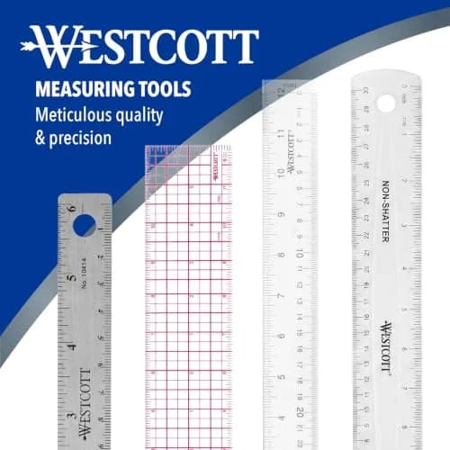 Westcott 12-Inch Beveled Transparent Ruler (B-60) 30.48 cm (12 in) | Accurate Drafting Tool thumbnail 5