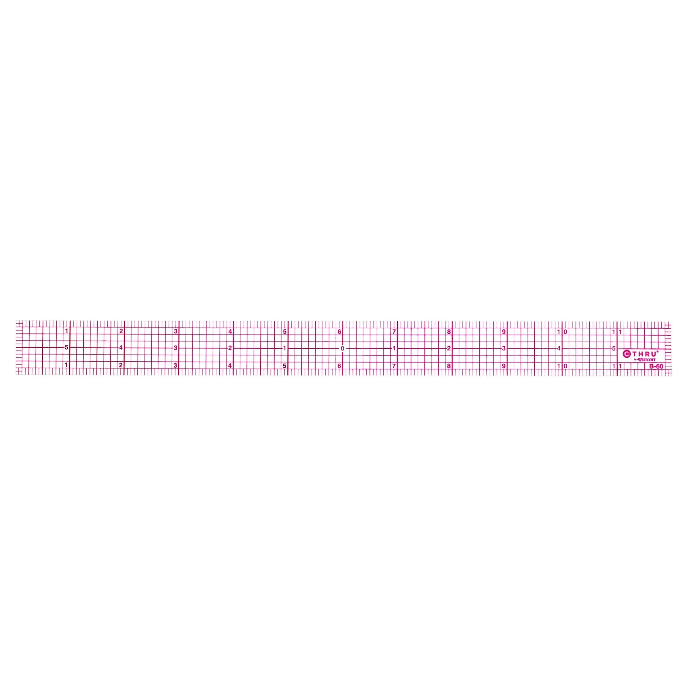 Westcott 12-Inch Beveled Transparent Ruler (B-60) 30.48 cm (12 in) | Accurate Drafting Tool