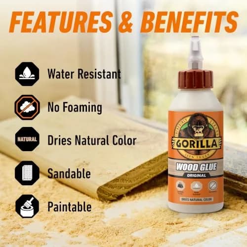 Gorilla Wood Glue, Fast Clamp, Water Resistant PVA, 236.6ml (8 fl oz) | Bonds Wood for Indoor & Outdoor Projects thumbnail 3