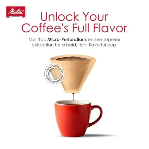 Melitta #4 Unbleached Coffee Filters, Natural Brown Cone Filters, 100 Count (Pack of 6) | Flavor-Enhancing Microfine Perforations thumbnail 5