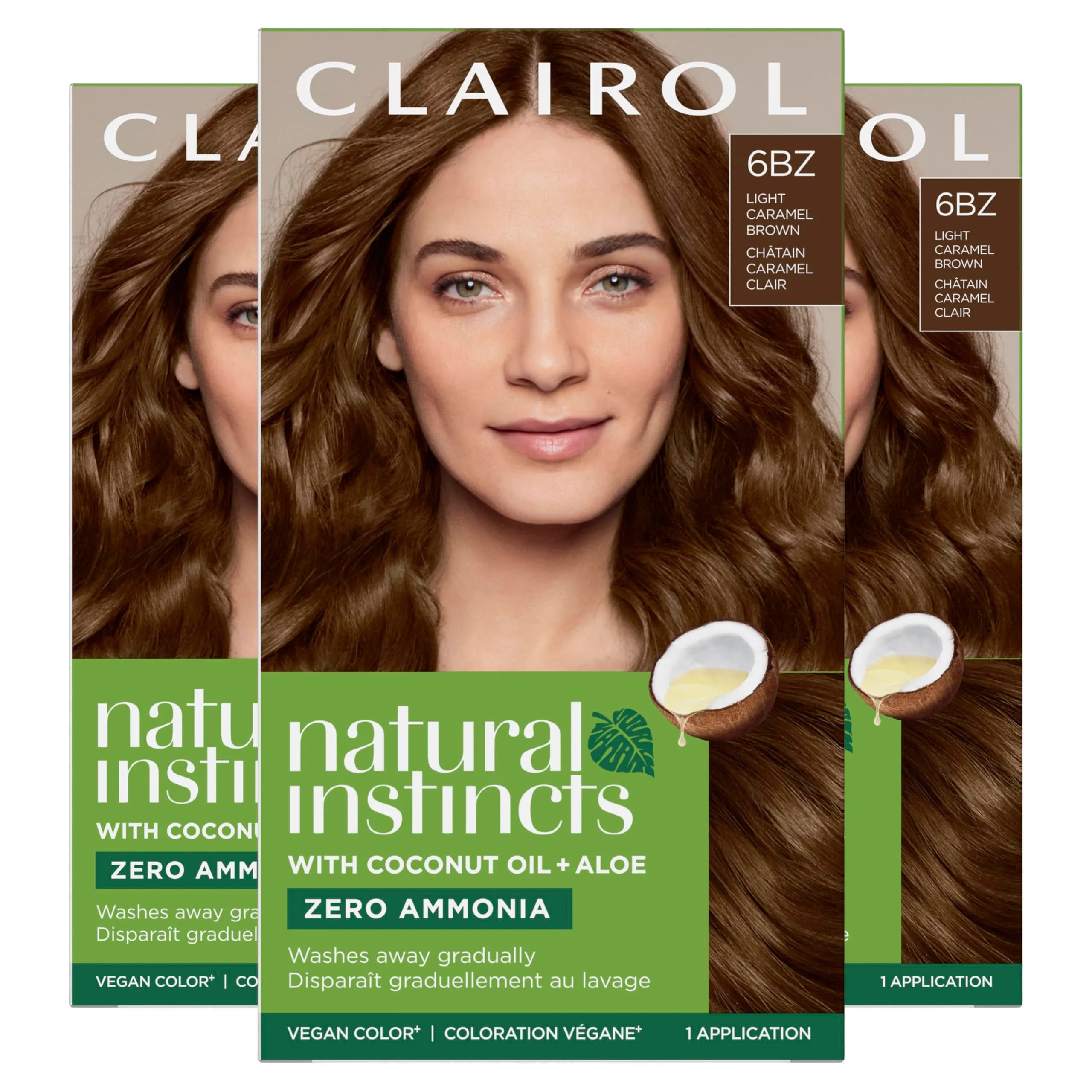 Clairol Natural Instincts Demi-Permanent Hair Dye 6BZ Light Caramel Brown 525ml (17.55 Fl Oz) | Ammonia-Free Vegan Hair Color — 6BZ Light Caramel Brown