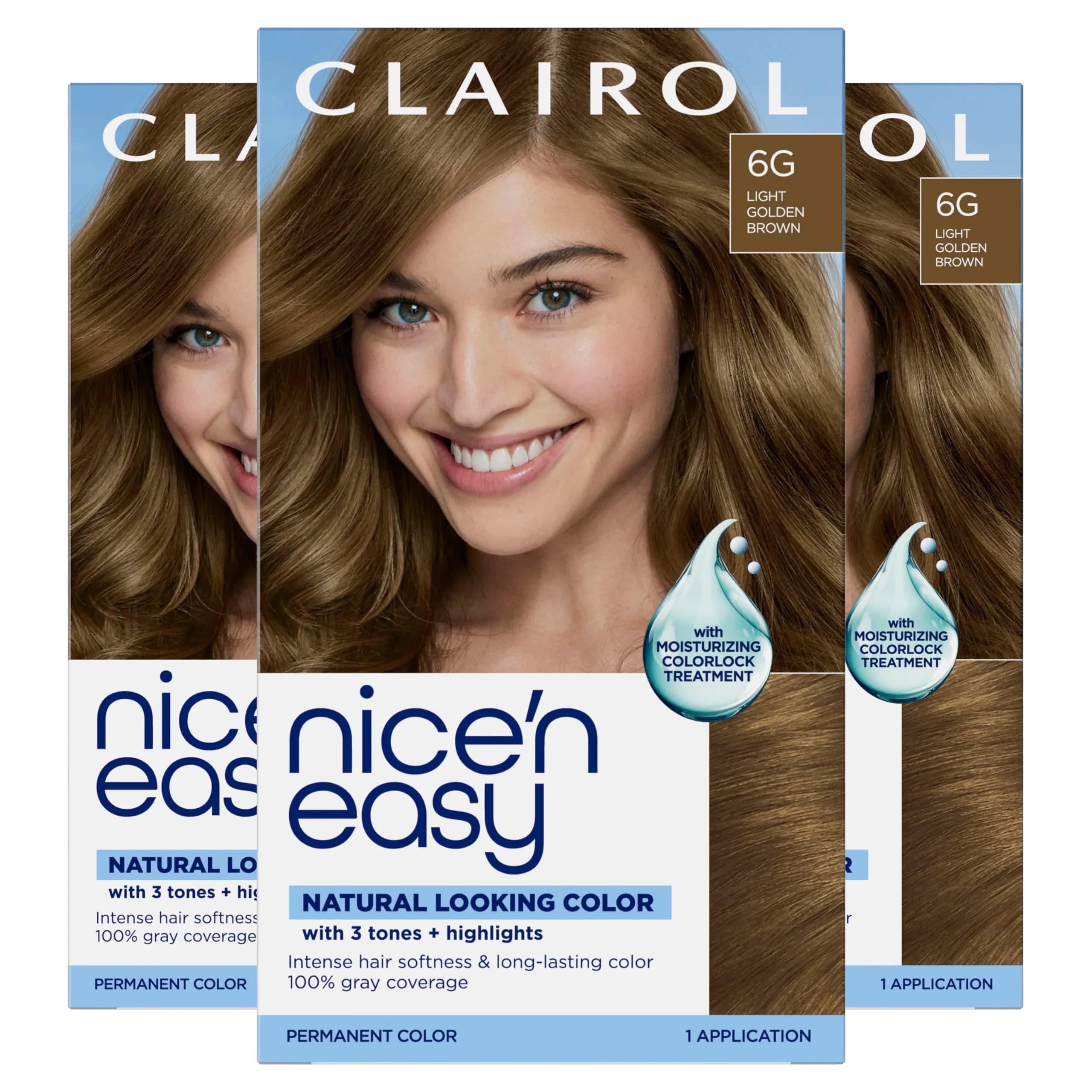 Clairol Nice'n Easy Permanent Hair Dye - 7 Dark Blonde, Single Pack (6.26 Fl Oz) for 100% Gray Coverage — 6G Light Golden Brown / 6.26 Fl Oz