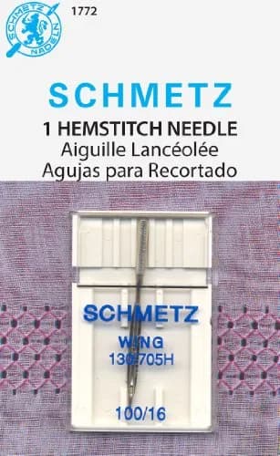 SCHMETZ Hemstitch Machine Needle Size 16/100 (9.53cm / 0.05lb) | Decorative Openwork for Light & Medium Woven Fabrics thumbnail 1