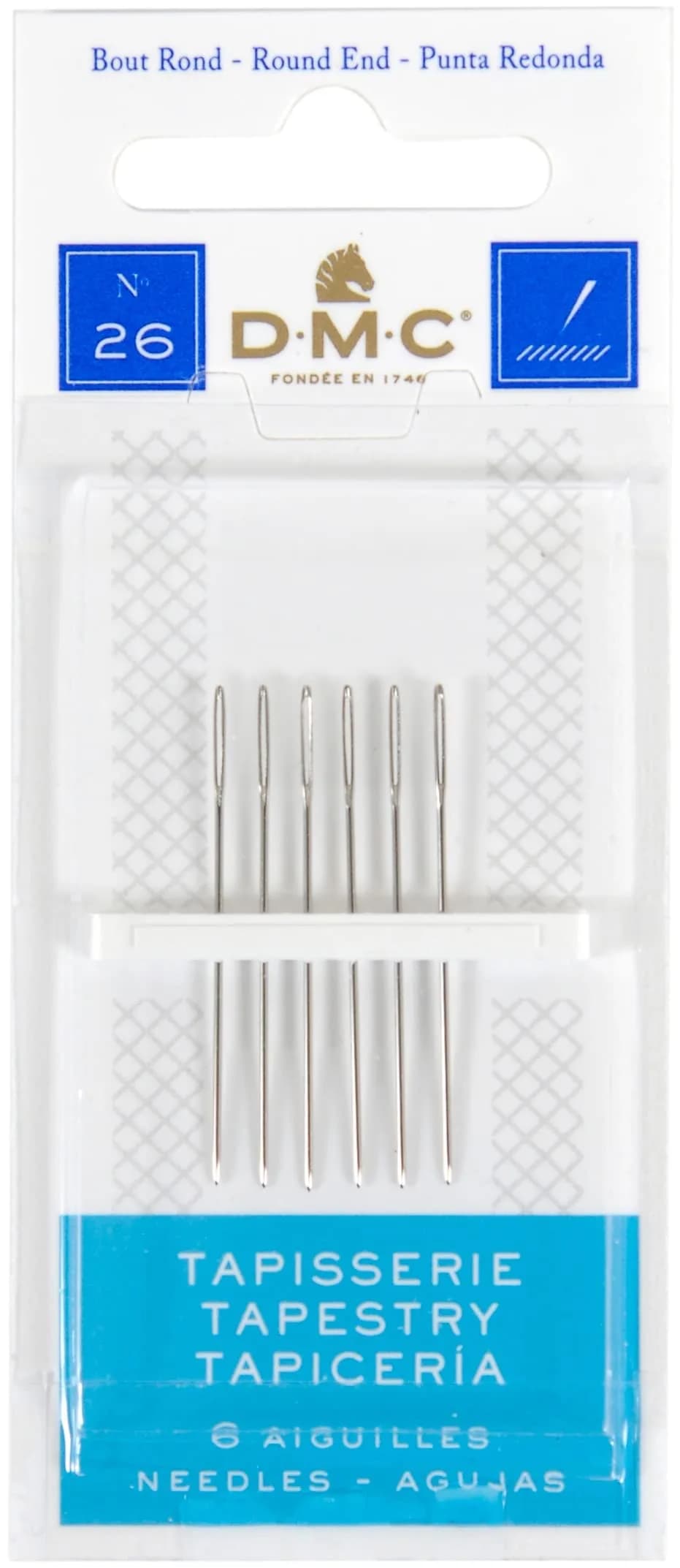 DMC 1767-26 Tapestry Hand Needles Size 26 | Blunt Rounded Steel for Cross Stitch - main product image