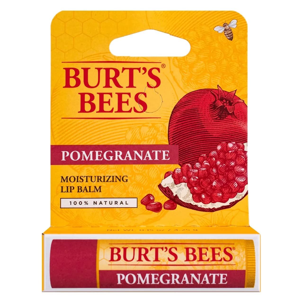 Burt's Bees Original Beeswax Moisturizing Lip Balm 0.15 Oz | Nourishes Dry Lips with Vitamin E & Peppermint — Maroon