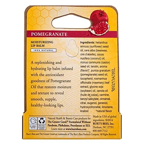 Burt's Bees Pomegranate Oil Lip Balm 6 Tubes | Nourishing & Hydrating for Dry Lips thumbnail 2