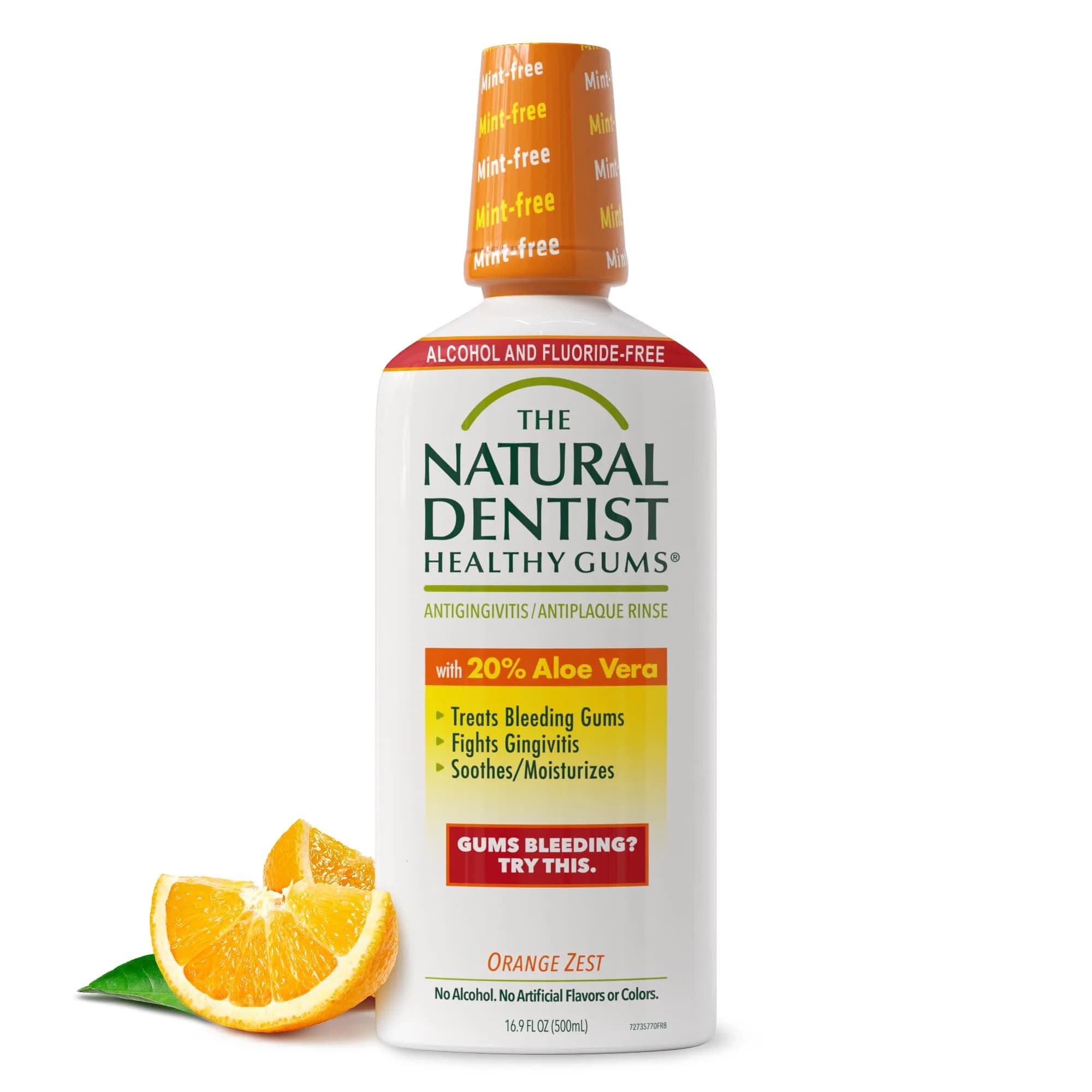 The Natural Dentist Peppermint Twist Mouthwash 499ml (16.9 Fl Oz) | Alcohol-Free Daily Rinse — Mouthwash / 16.9 Fl Oz / Orange Zest