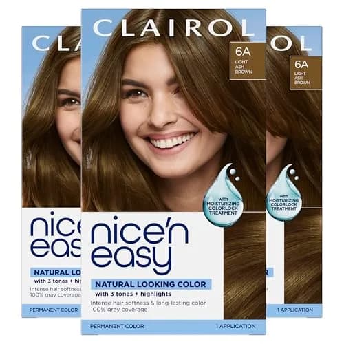 Clairol Nice'n Easy Permanent Hair Dye 6A Light Ash Brown, 6.26 Fl Oz (Pack of 3) thumbnail 1