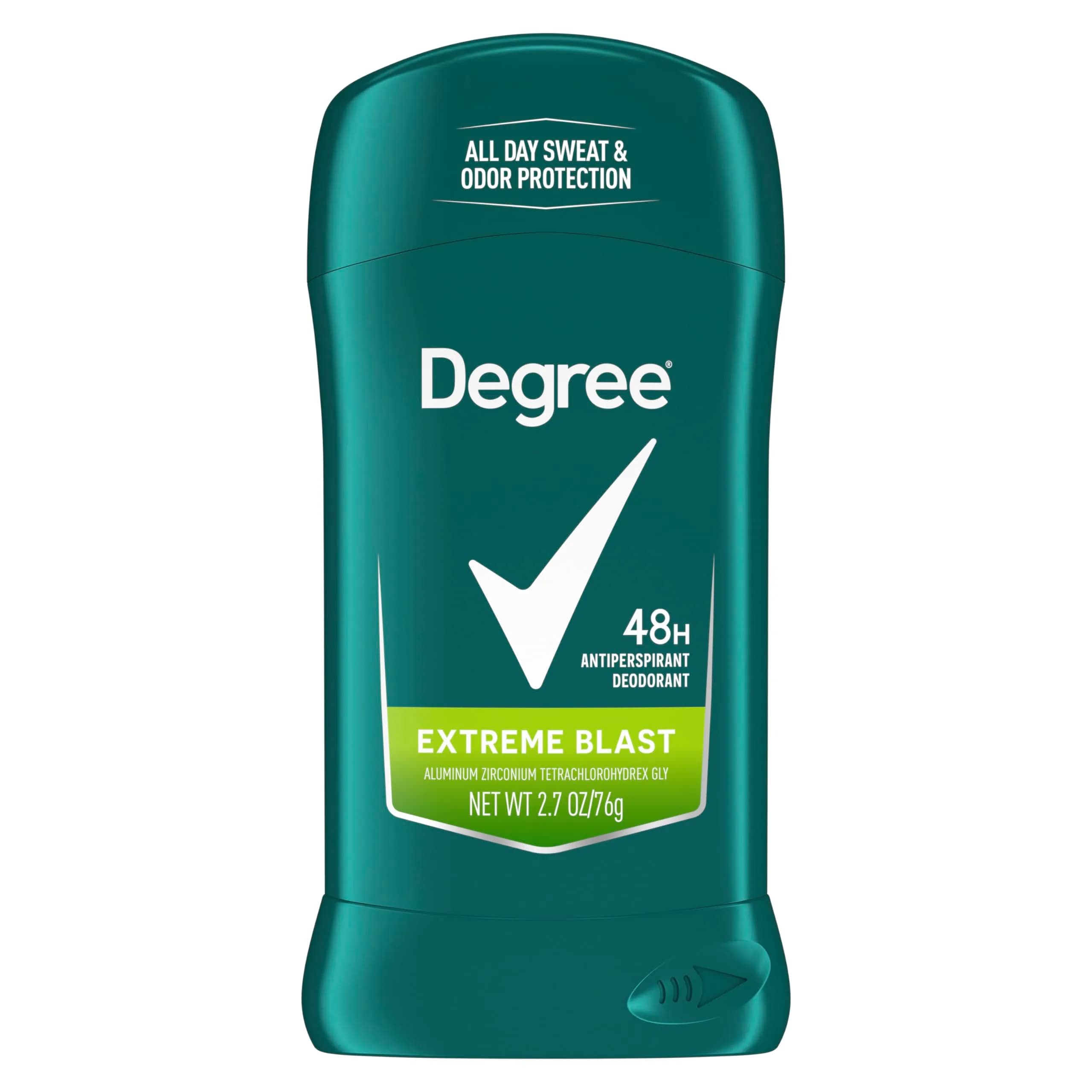 Degree Men Original Antiperspirant Deodorant 48-Hour Odor Protection Extreme Blast Mens Deodorant Stick 2.7 oz (76.5g) | Sweat & Odor Protection — 2.7 Ounce