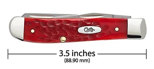 Case Mini Trapper Dark Red Jigged Bone Pocket Knife 3.5 Inches | Chrome Vanadium Steel Blades thumbnail 2