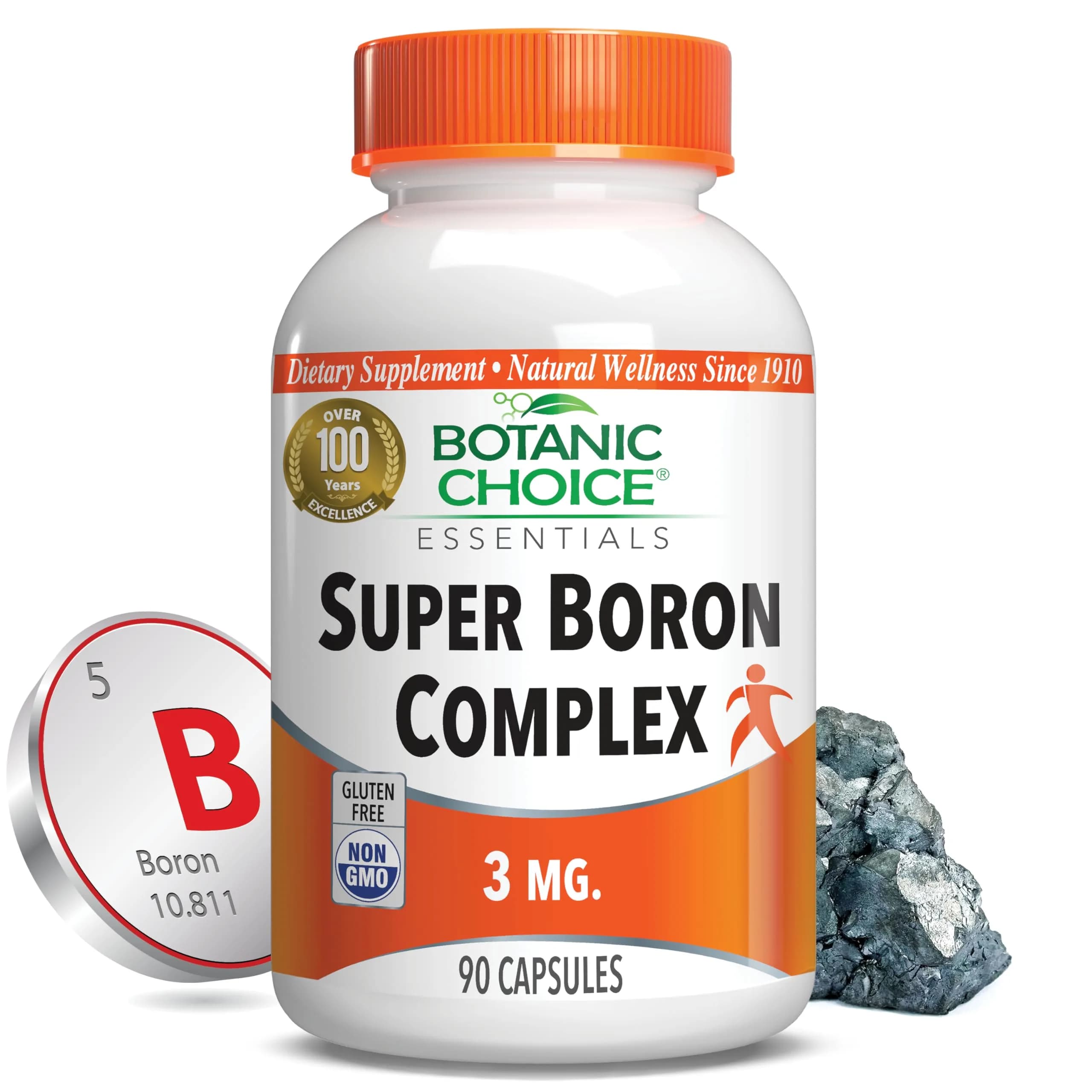 Botanic Choice Super Boron Complex 3mg Bone Support Supplement, 90 Capsules | Supports Bone & Prostate Health