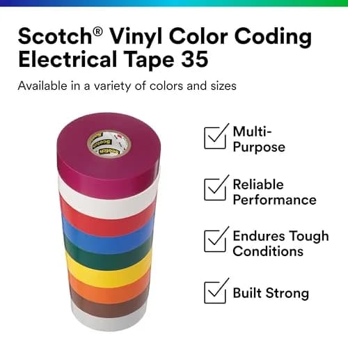 3M Scotch Electrical Tape 35, 1/2 in (1.27 cm) x 20 ft (6.1 m) Orange | UL Listed, Flame Retardant, 600V Insulation thumbnail 2