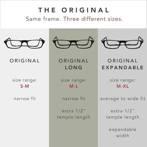 Clic Unisex Adult Long Adjustable Front Connect Ready Reader Glasses, Black, 2.50 Diopters | Unisex Adult Long Adjustable Front Connect Ready Reader Glasses thumbnail 5
