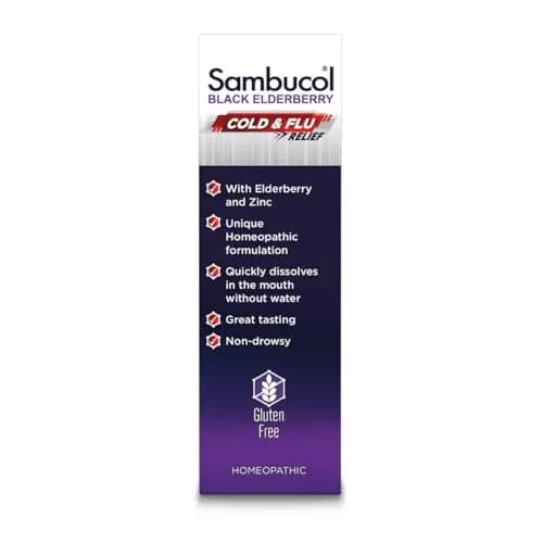 Sambucol Cold and Flu Relief Tablets - 30 Count | Fast-Dissolving Elderberry Remedy for Adults & Kids thumbnail 9