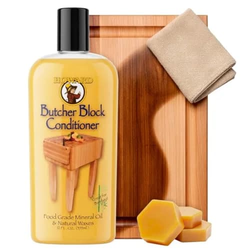 Howard Butcher Block Conditioner & Food Grade Mineral Oil 12 Fl Oz | Revitalizes & Protects Wooden Kitchenware thumbnail 1